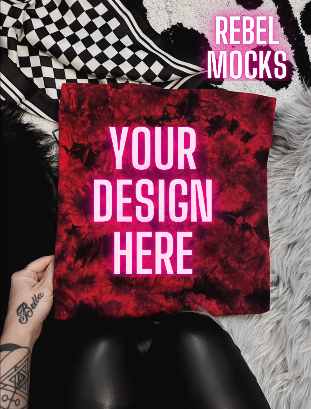 Alternative Vibes red and black crystal dye tee Trendy Mock Up