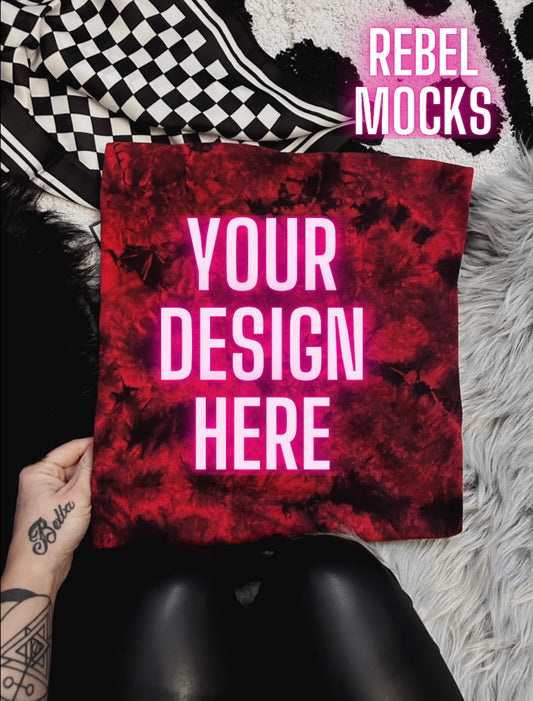 Alternative Vibes red and black crystal dye tee Trendy Mock Up