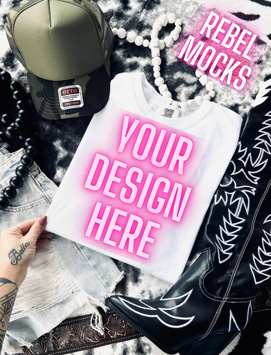 VIBIN CC White Tee Flat Lay Mock UP