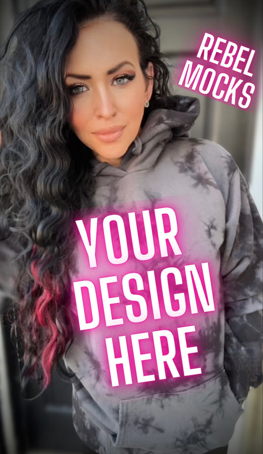 Black Crystal Dye Hoodie Model Mock Up