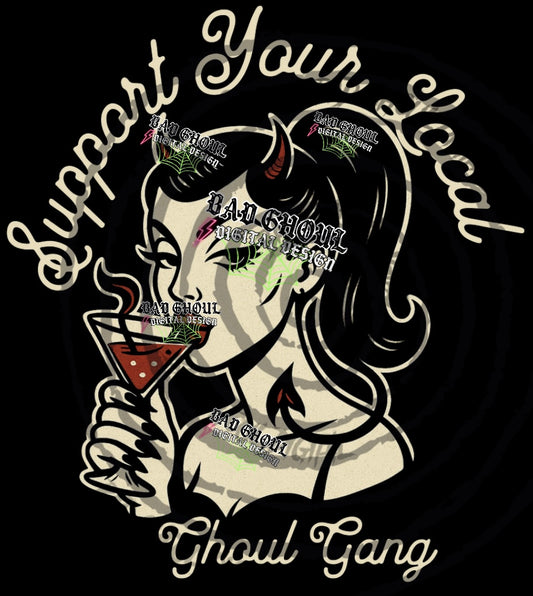 Support Your Local Ghoul Gang Black Fabric PNG DOWNLOAD