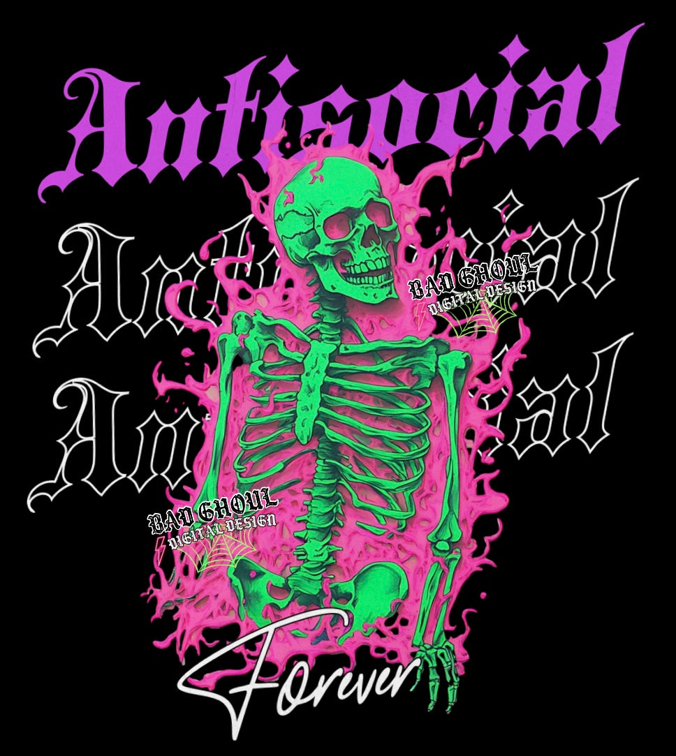 Antisocial Forever Best on Black Fabric PNG Download