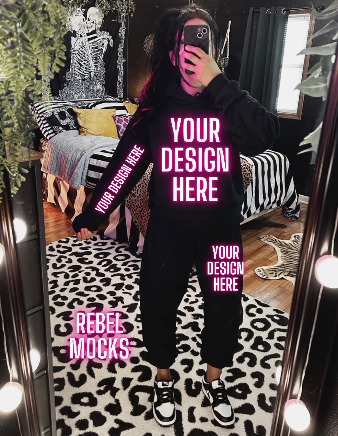 Black Sweatset Gildan Model Mock Up TRENDING