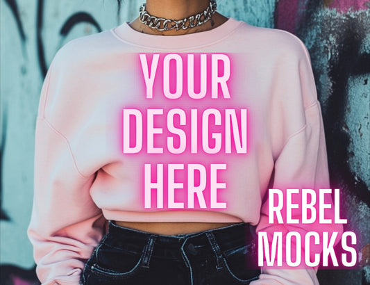 Blush Pink Crew Neck Sweatshirt Alternative Model Mock Up