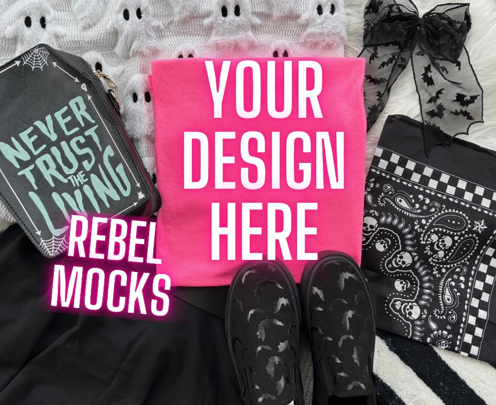 Neon PINK Tee Edgy Alt Flat Lay Mock up