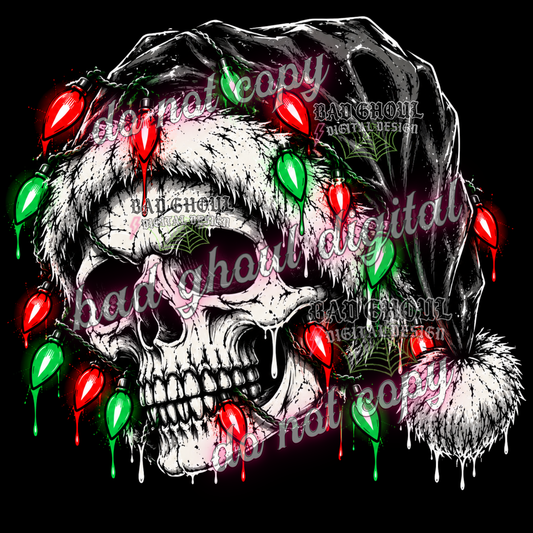 Christmas Skellie Santa | PNG DOWNLOAD BLACK FAB ONLY