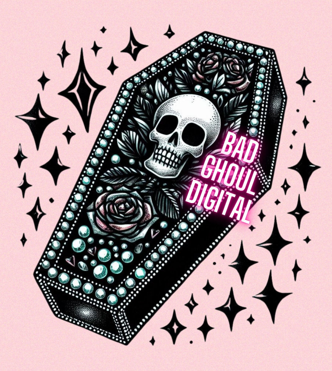 Faux Bling Skelly Coffin PNG Download