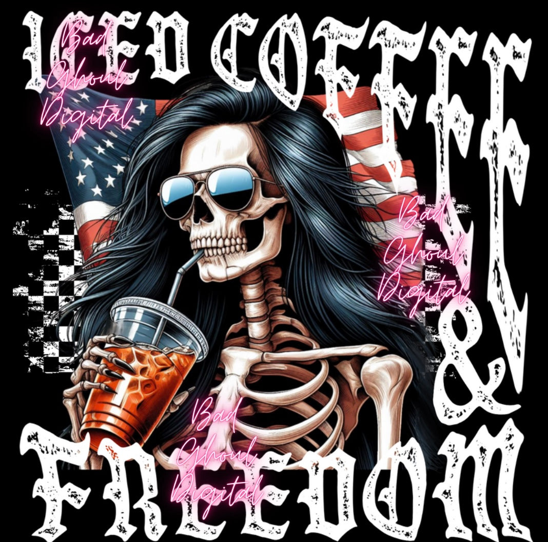 Iced Coffee and Freedom PND Download Sublimation and DTF