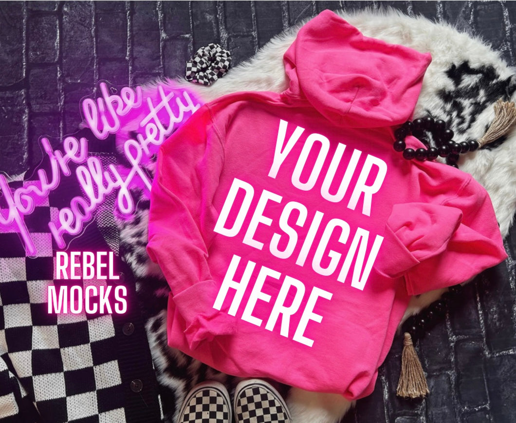 11 Mocks Bundle Combo Neon Hoodies Edgy Trendy Flat Lay & IRL Mock Ups