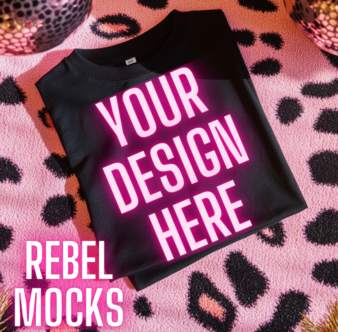 Black Tee Trendy Flat Lay Mock Up