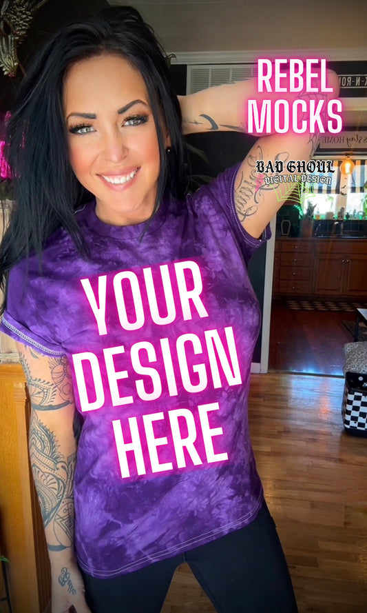 Alt Vibez Purple Tie Dye Tee Trendy Model Mock Up