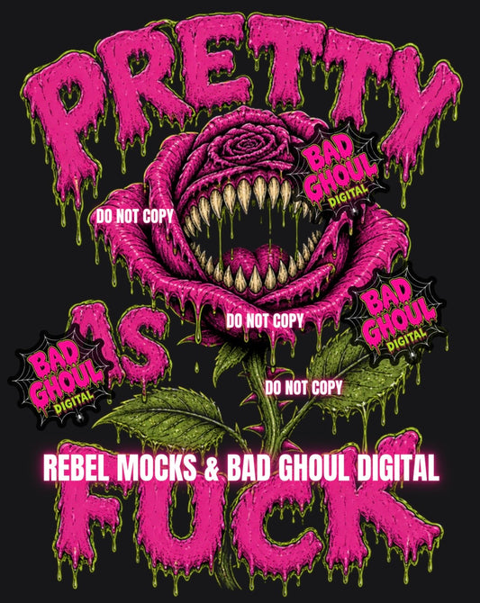 Pretty As Fuck| Black Fabric|PNG DOWNLOAD