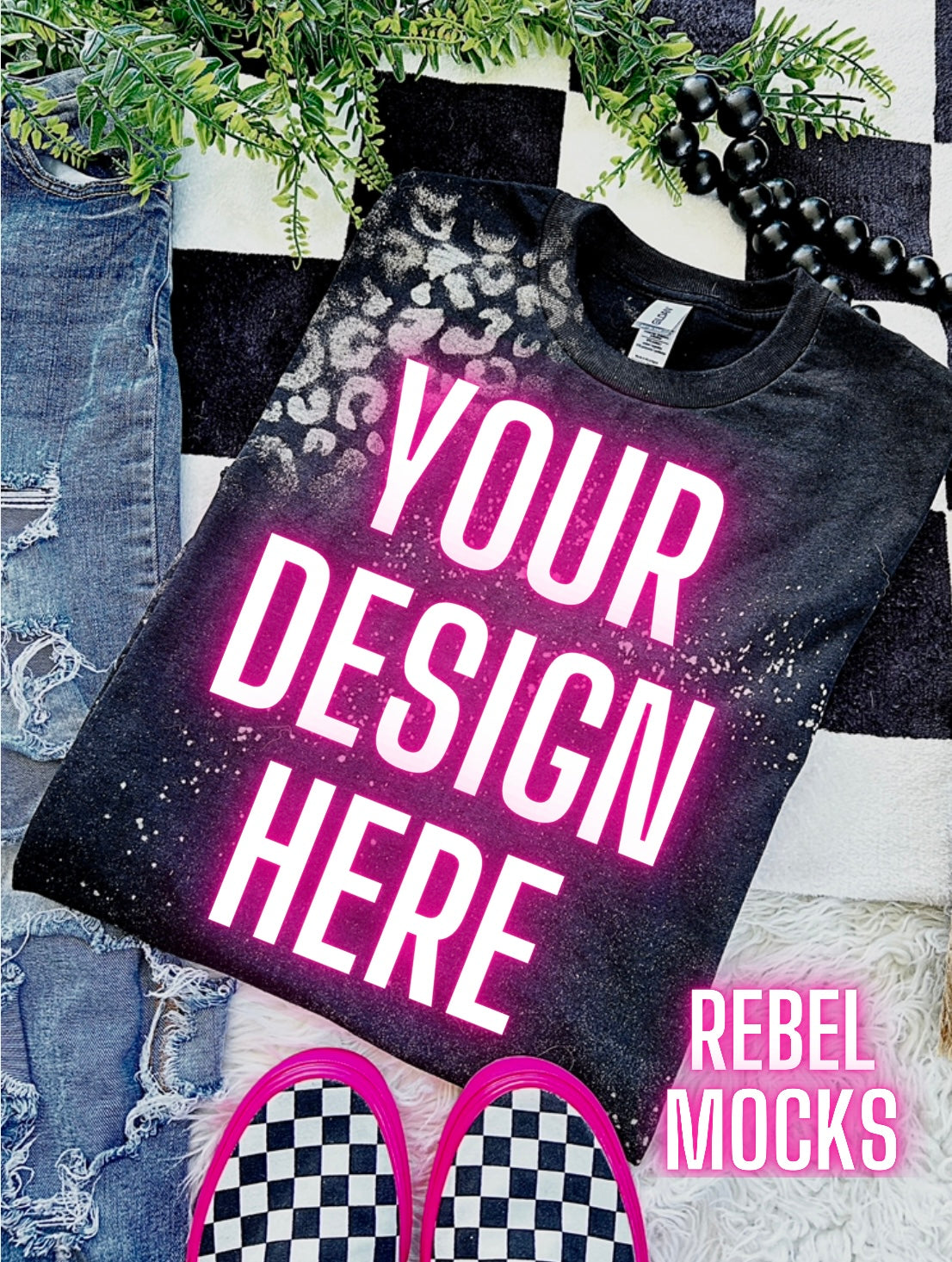 Black Cheetah Flat Lay Mock Up TRENDING