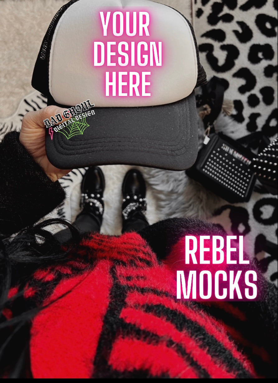 Black & White trucker Hat Mock Up