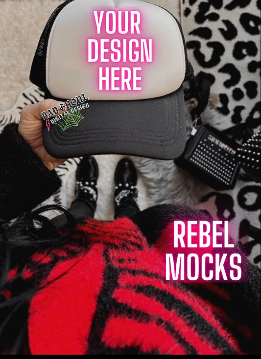 Black & White trucker Hat Mock Up