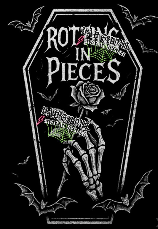 Rotting In Pieces- BLACK Fabric Only PNG Download