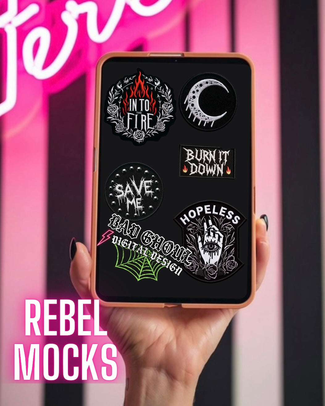 Faux embroidered patch bundle PNG Download