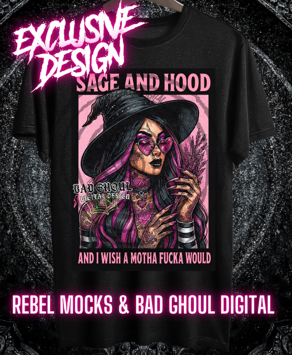 Exclusive Sage and Hood PNG DOWNLOAD Black Fabric ONLY