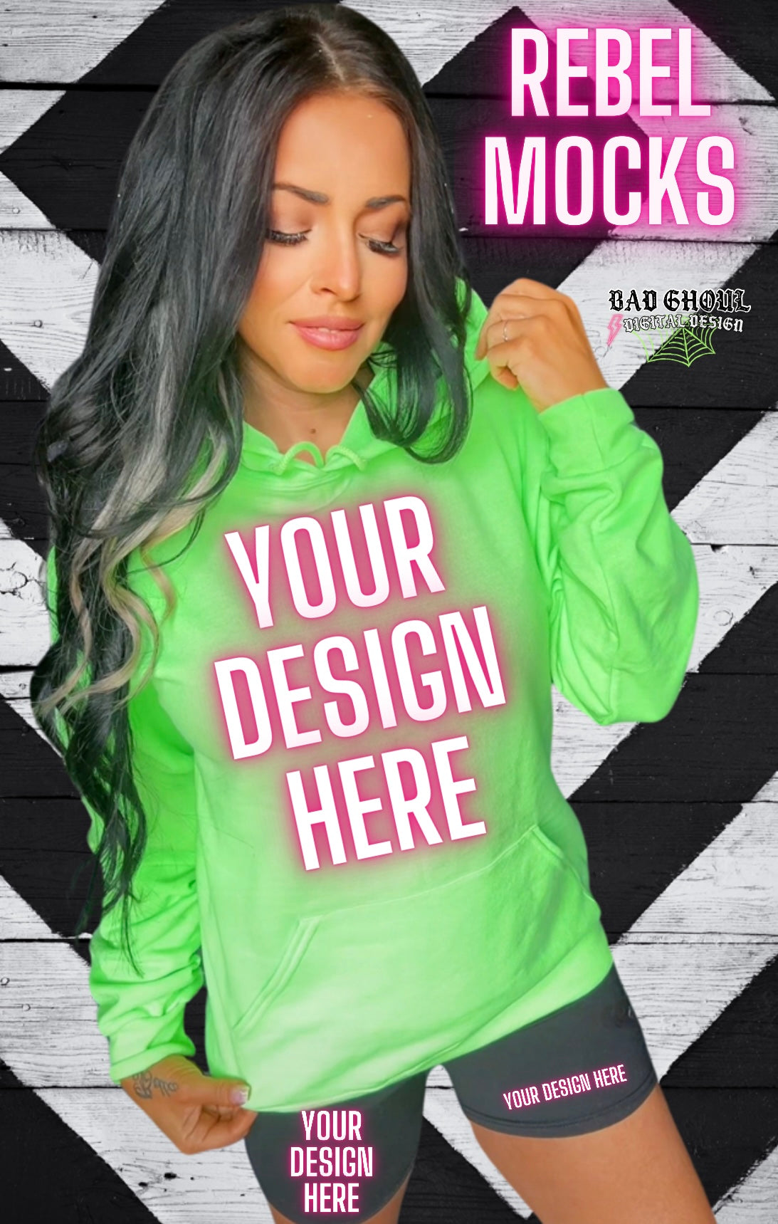 Jerzee Neon Green Hoodie IRL Model Mock Up TRENDING
