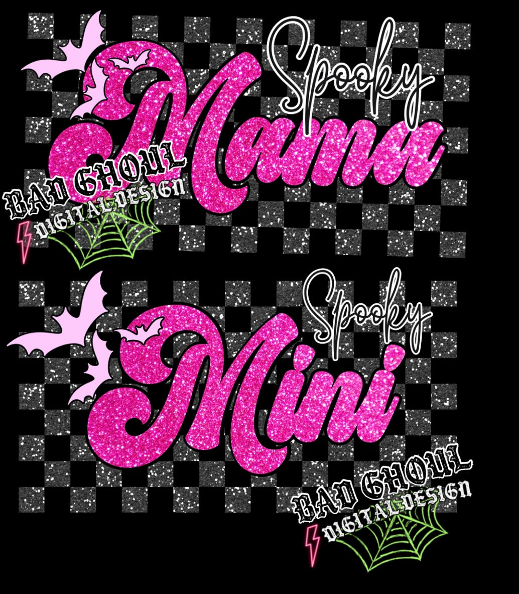 Faux Glitter Spooky Mama and Mini Set BEST ON BLACK PNG Download