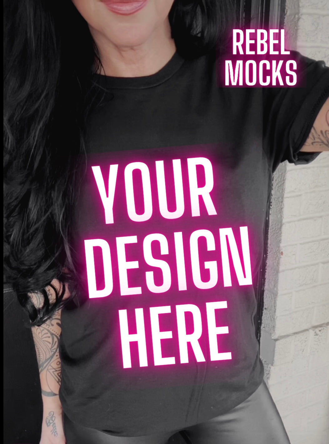Edgy Black Tee Model Alt Vibes Mock Up
