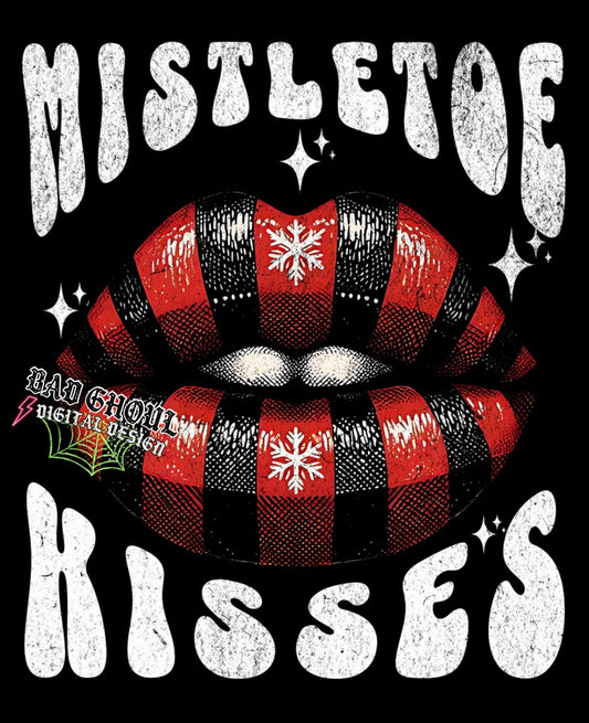 Mistletoe Kisses 2 Files Black and White PNG Download