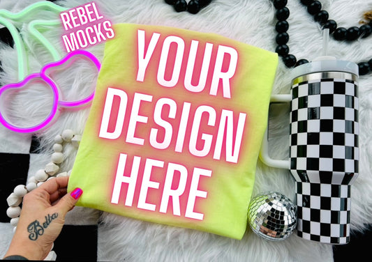 Neon Yellow Flat Lay Trending Mock Up Flat Lay
