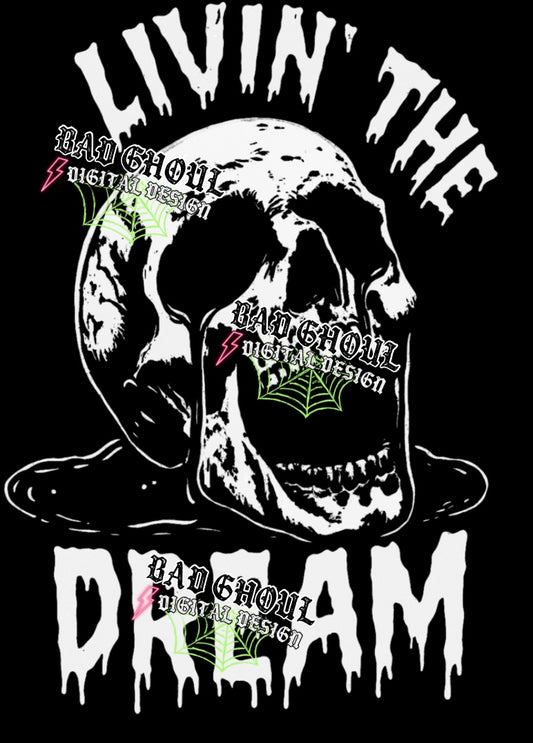 Livin The Dream PNG DOWNLOAD Black Fabric Only