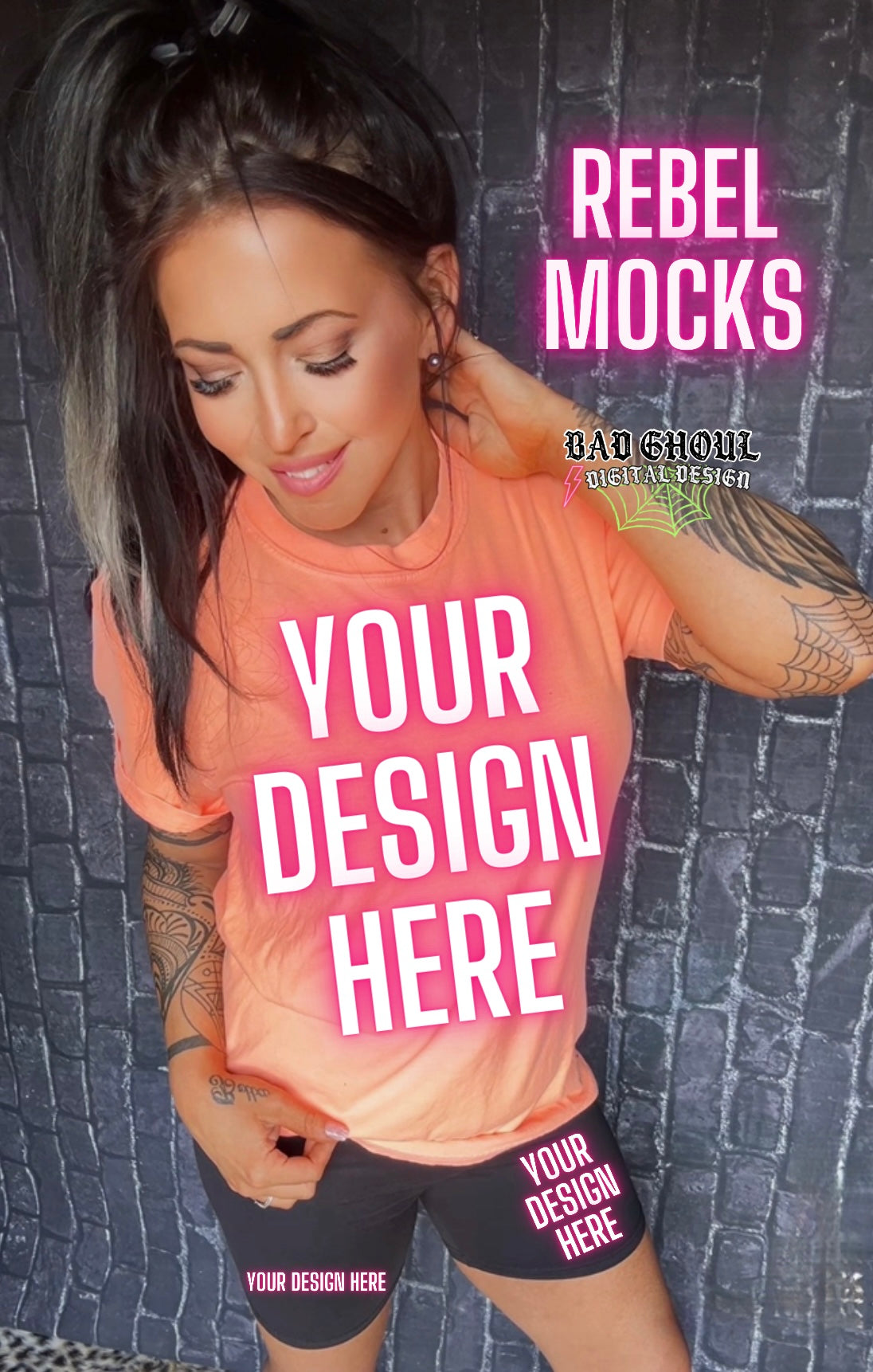 Neon Cantaloupe IRL Model Mock Up TRENDING