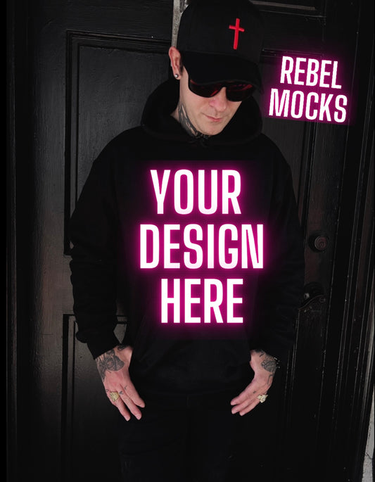 Mens Alt Style Black Hoodie Model Mock Up