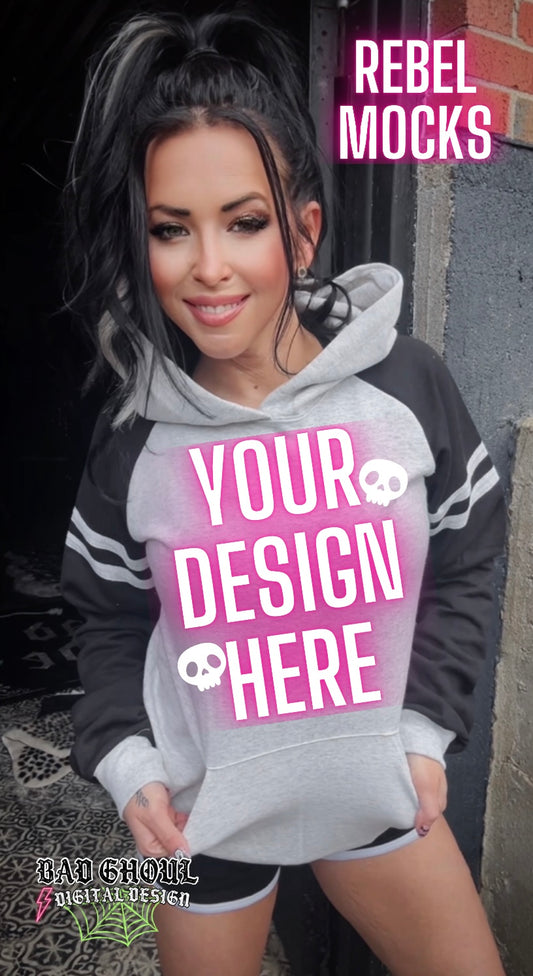 IRL Varsity Hoodie Trendy Model Mock Up