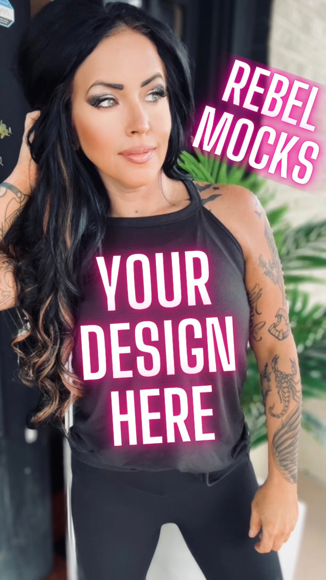 Black Rocker Tank Trending Model Mock Up