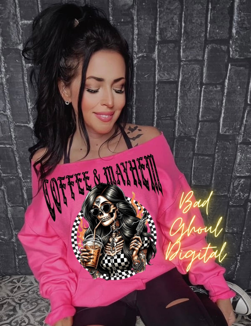 Coffee and Mayhem Download PNG sub and DTF friendly