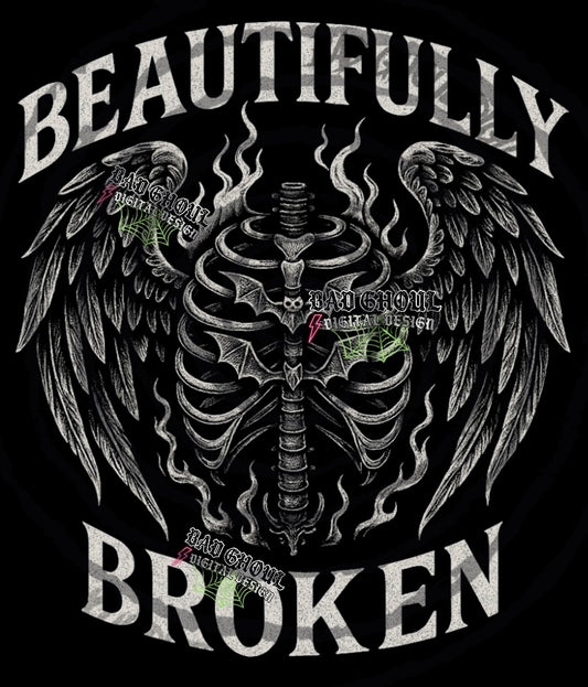 Beautifully Broken PNG DOWNLOAD black fabric only