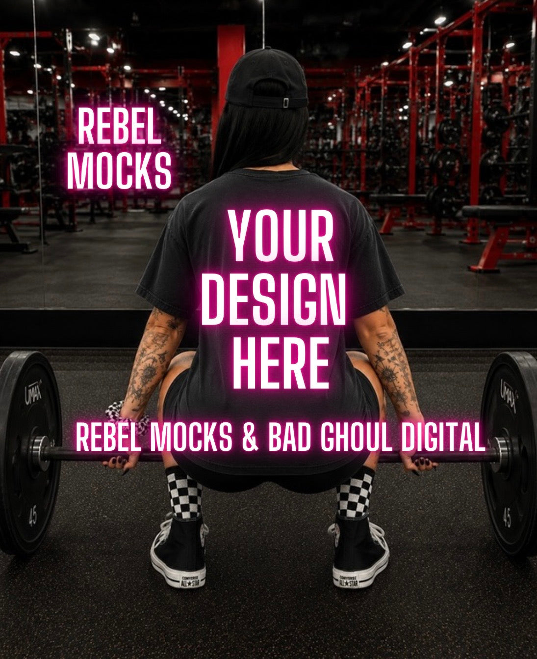 Black Tee|Edgy Gym Alternative Mock Up