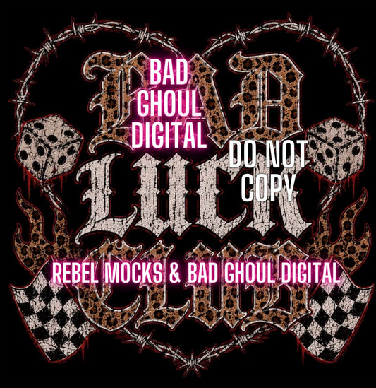 Bad Luck Club | PNG DOWNLOAD | Black Fabric Only