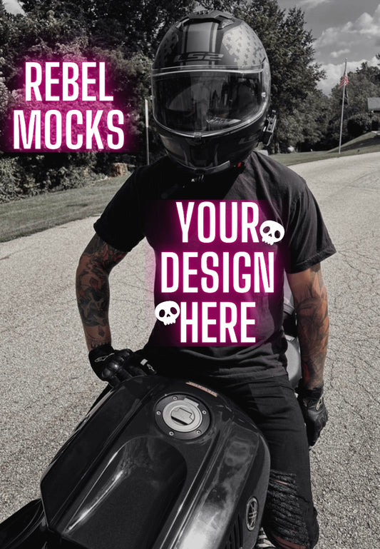 MOTO Mens Black Tee Edgy Trendy Mock Up