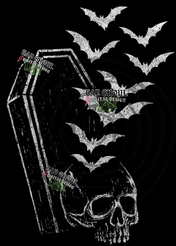 Coffin Bats PNG DOWNLOAD Black Fabric Only