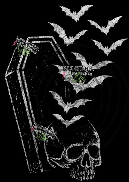 Coffin Bats PNG DOWNLOAD Black Fabric Only