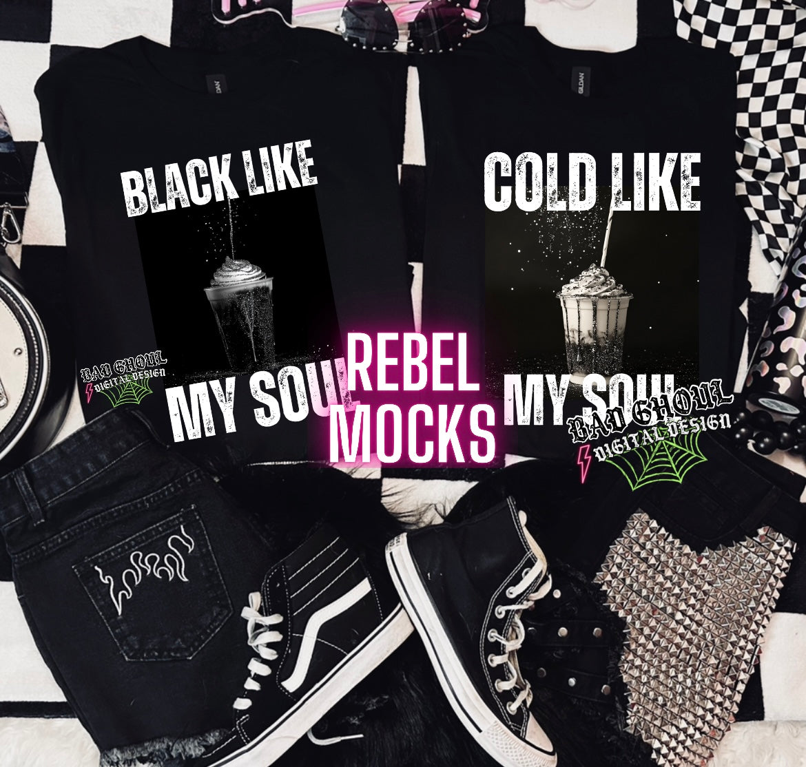 Goth Alt Style White Bundle PNG Download
