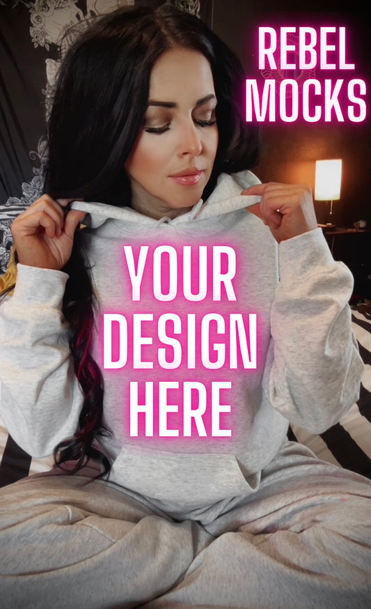 Ash Gray Sweat Set Model Mock Up TRENDING