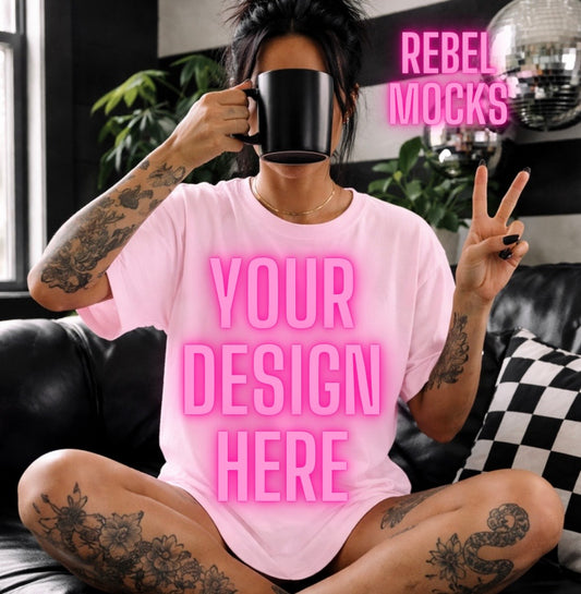 Light Pink Tee|Edgy Alternative Mock Up