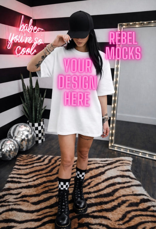 White Tee|Edgy Alternative Mock Up