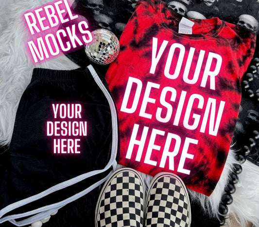 Red & Black Dyenomite Mock Up Trendy Edgy Vibes Flat Lay
