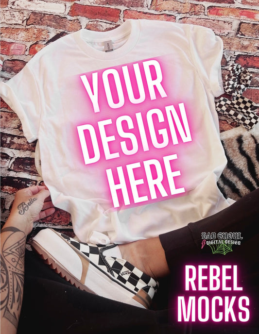 White Tee Flat Lay Mock Up