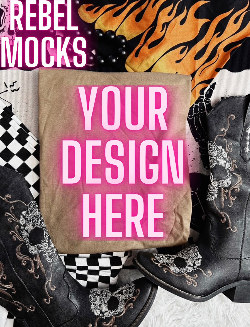 Coyote Brown Edgy Alt Trendy Mock Up Flat Lay