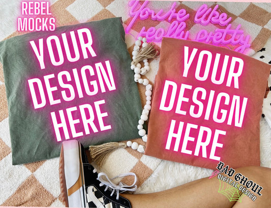 Comfort Colors Hemp & Yam Flat Lay Mock Up TRENDING