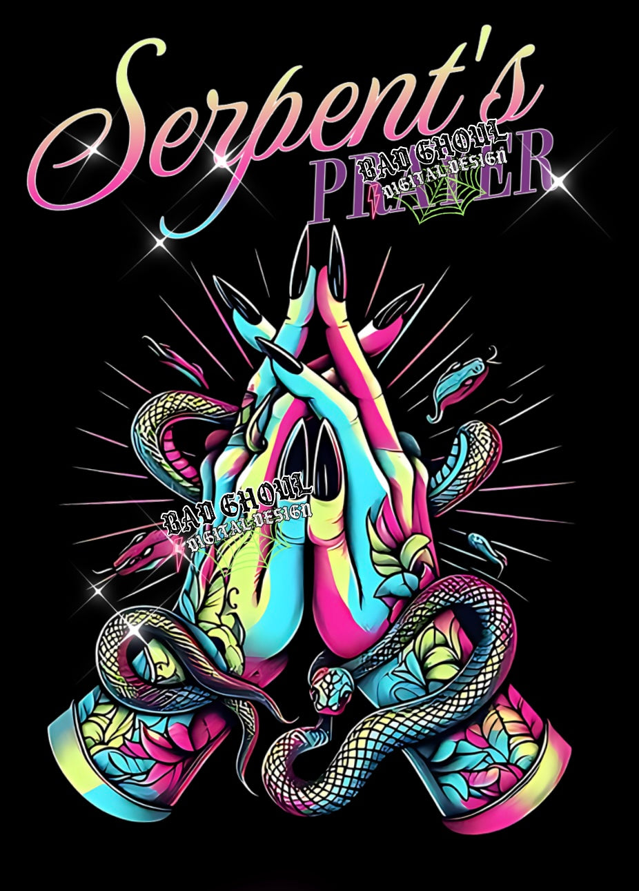 Serpents Prayer PNG Download BLACK fabric ONLY- color knockout