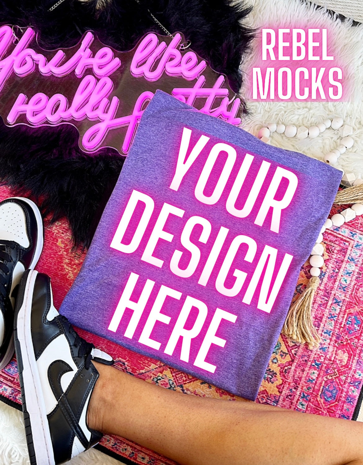 Heather Purple Tee Trendy flat lay Mock