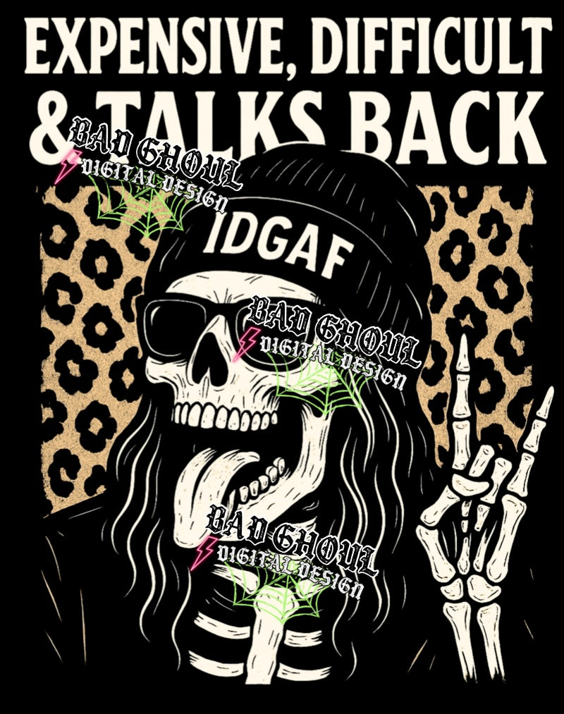 Talks Back PNG DOWNLOAD Black Fabric Only